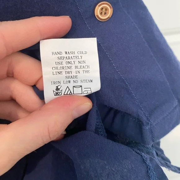 Vintage Navy Faux Button-Down Women's Top - Picture 5 of 6